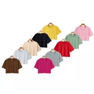 Kit 6 Camiseta Feminina Cropped Básica De Malha Algodão Atacado