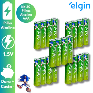 Pilhas AA ou AAA 12, 16 ou 20 Elgin Sonic Packs com 2 Unds Palito ou Pequena Elgin (Monte o seu Kit)