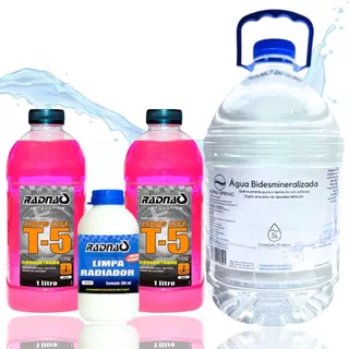 💧 Agua Radiador + Aditivo Concentrado + Limpa Radiador Radnaq arrefecimento 7litros