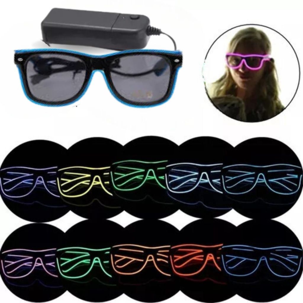 Óculos Led Neon Festa Lentes Escuras Balada Cosplay Rave Casamento ...