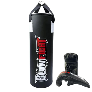 Saco de Pancada 70 cm Boxe Muay Thai Profissional Blow Fight + 1 Par De Luva Bate Saco Preta
