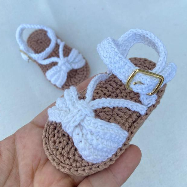Sandalias De Bebe Em Croche Sandália P/ Bebê De Crochê Branca