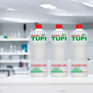 Kit 3 Litros Alcool 70 Desinfetante Líquido Antibacteria Limpeza em Geral Faxina Casa Tupi