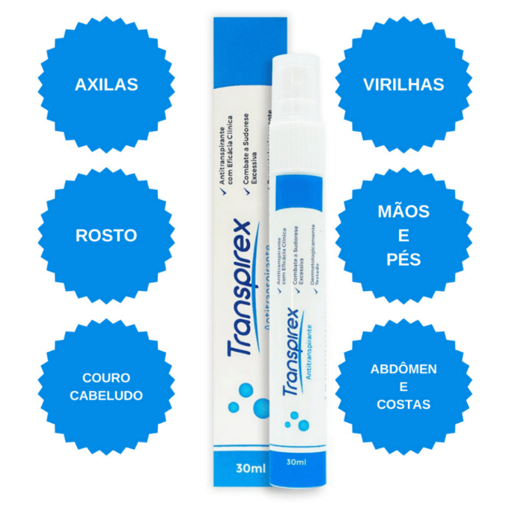 Antitranspirante Transpirex 30 ML combate a sudorese hiperidrose e o ...