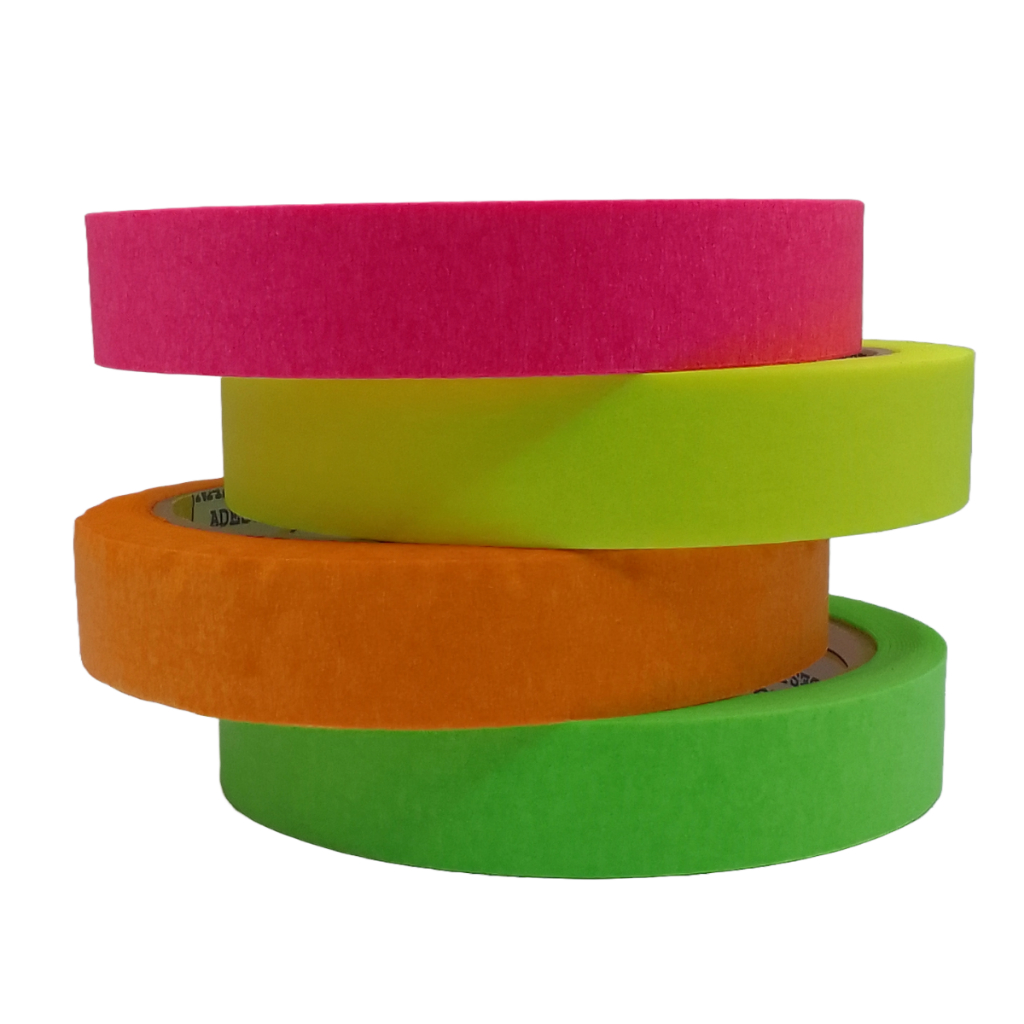 Fitas Coloridas 18mm x 30m Cores Verde, Rosa, Amarelo, Laranja Fluorescente 4 unidades