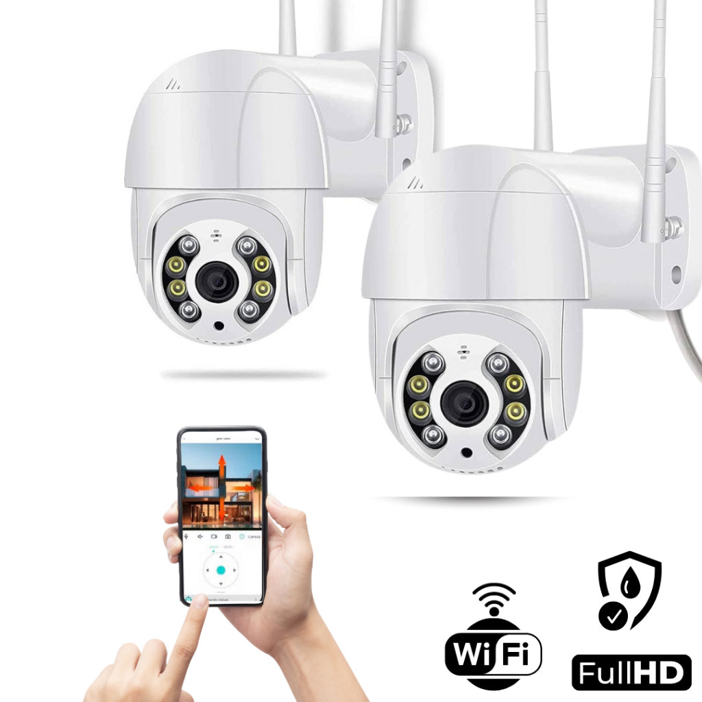 Kit 2 Câmeras A8 Externa Ip Wifi Full Hd Prova D'água Infravermelho Segurança