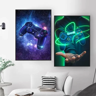 Quadro decorativo 2 peças 40x60 nórdico moderno abstrato gamer led jogo decoração para casa quarto sala hall