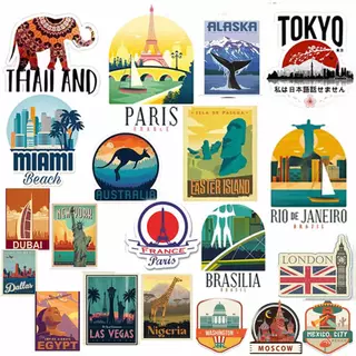 Kit Adesivo Viagem Turismo Lugares Bagagens - Qualidade premium - em Vinil Impermeável