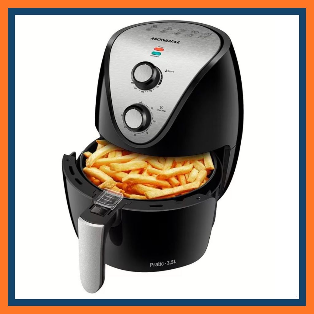 Fritadeira Eletrica Sem Oleo 220V Air Fryer Mondial AF 30 Family Inox IV 3 5l Preta e Prata Shopee Brasil