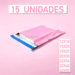 KIT 15 Envelope de Segurança (Rosa Chiclete) (Envelope para Envio) embalagem para Correios