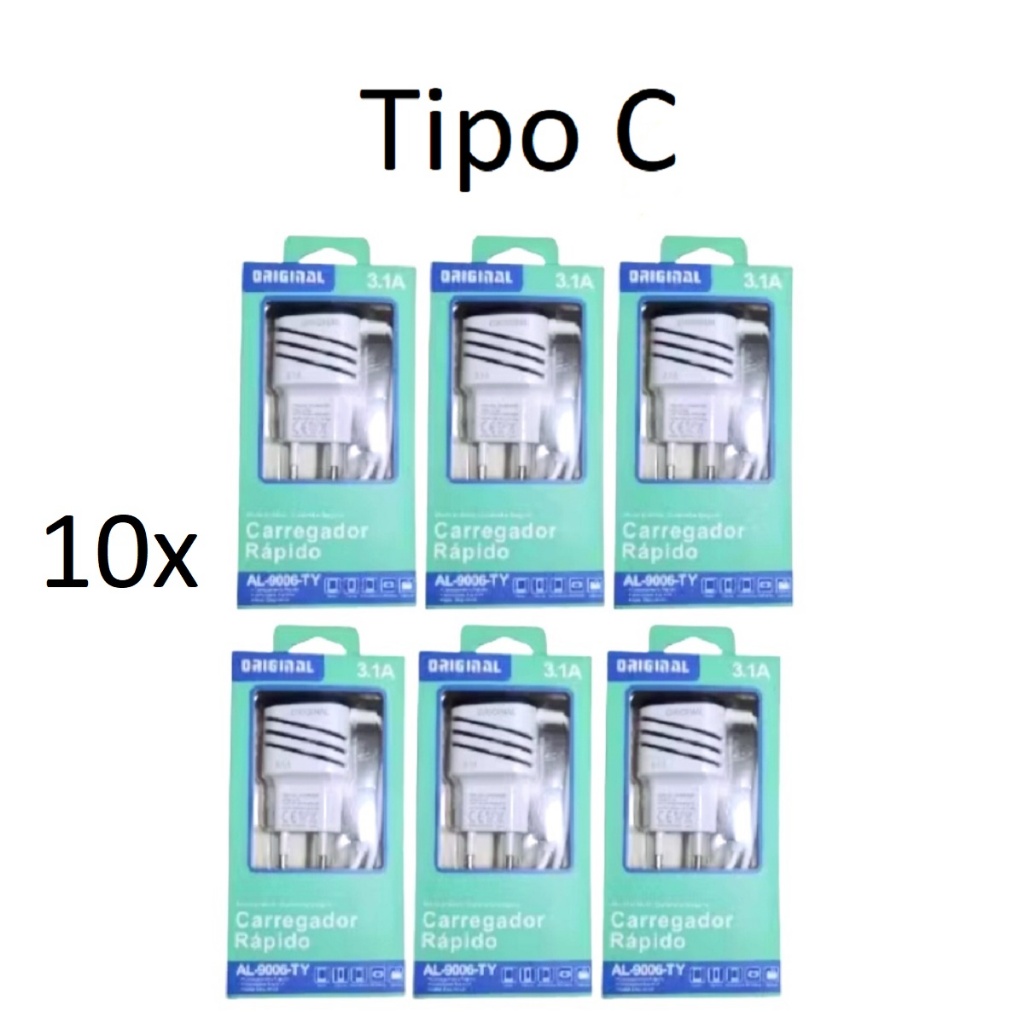 Kit 10 Crregador Tipo C 3.1 Original Smart Xiaomi Samsung