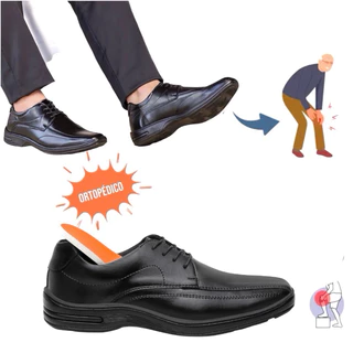 Sapato Masculino Social Linha Conforto Palmilha Ortopédica Couro Entrega Imediata