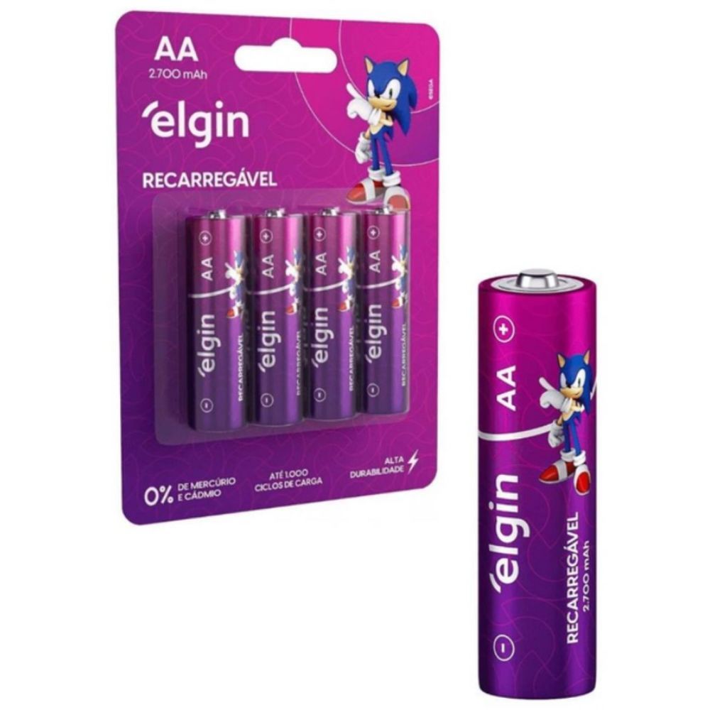 PILHA RECARREGÁVEL AA COM 4 - ELGIN