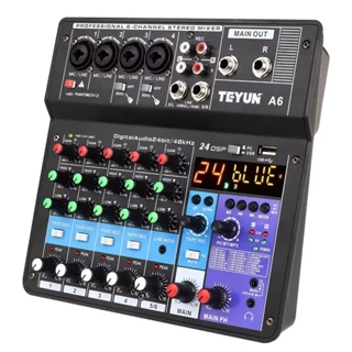6 canais de potência karaoke amplificador estéreo áudio mixer interface de som console de mistura entrada do computador número de energia transmissão ao vivo