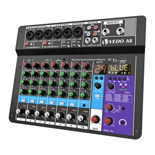 TEYUN-8 Channel Mixer De Áudio Portátil Profissional, Mesa De Som, MP3 Digital, Entrada De Computador, 48V, Power Number A8