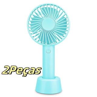 2 KIT Usb Led Recarregável Pilha 3 velocidades Mini Ventilador Portátil