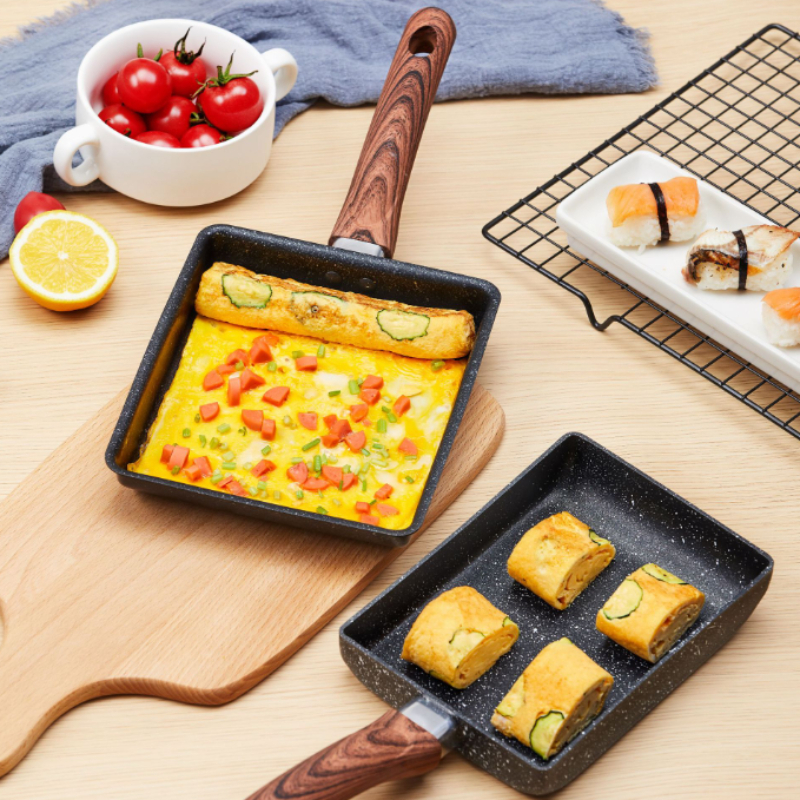 Panela frigideira Japonesa Antiaderente quadrada para Omelete