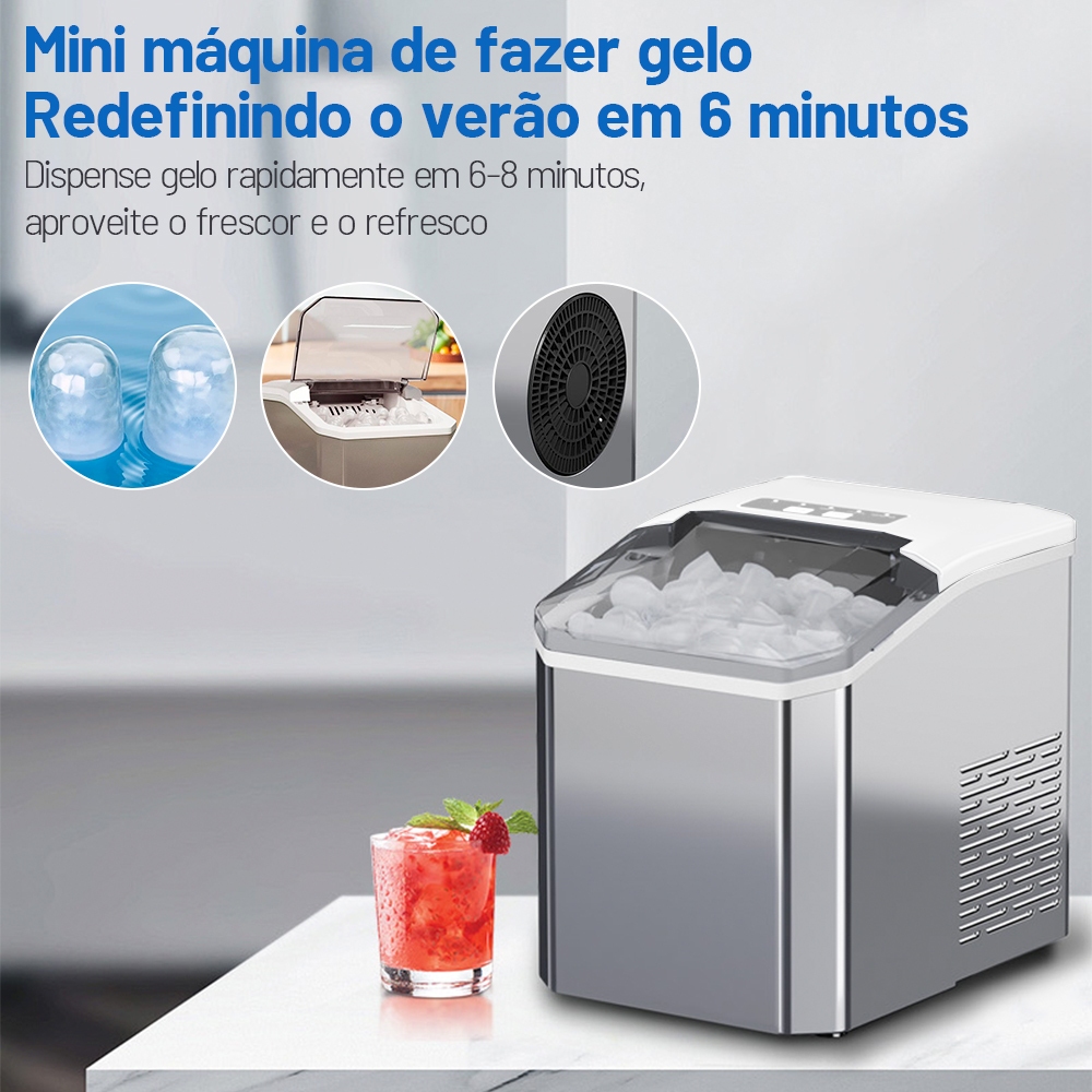 Pequena máquina de gelo doméstica 13L mini máquina de gelo totalmente automática ao ar livre 110V