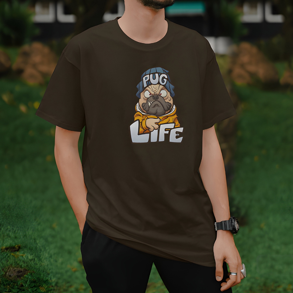 Camiseta Pug Life Pets Fio 30.1 Premium 100% Algodão Conforto Superior Estampa Exclusiva