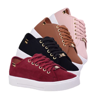 Kit 4 Pares Tênis Feminino Casual Sola Alta Básico Promoção