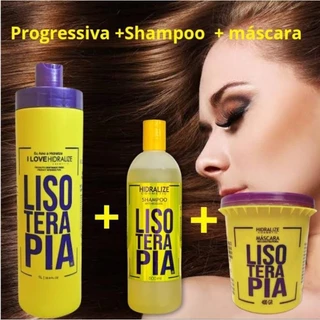 Kit Progressiva Orgânica Sem Formol+ Shampoo Anti- Resíduos 500 ML + Máscara Reconstrutora de Tratamento Lisoterapia400G