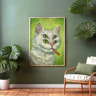 Quadro decorativo gato psicodélico cannabis marijuana