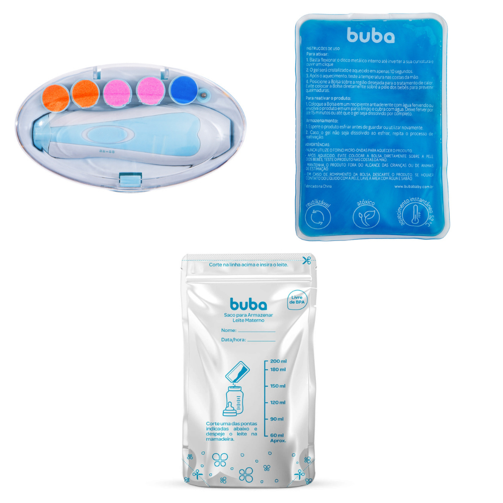 Kit Cuidados Com Bebê Lixa Elétrica, Bolsa Térmica em Gel e Saco Para ...