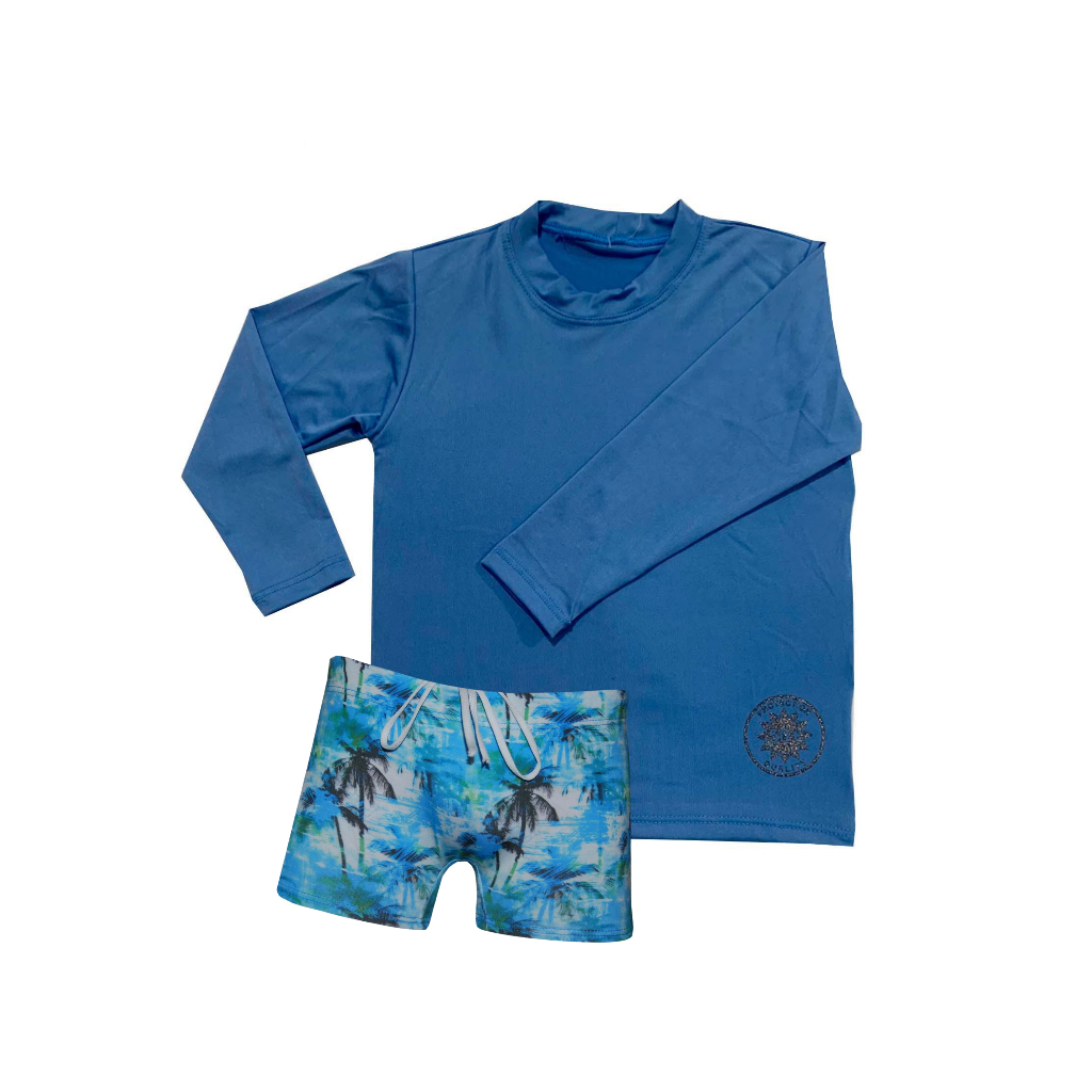 Camisa de Proteção Solar + Sunga Boxer infantil/juvenil