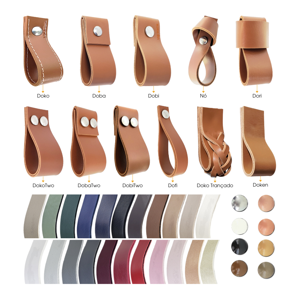 10 Puxadores Ponto Alça para Móveis Armário Guarda Roupa Gaveta Porta - Textura de Couro Costurado