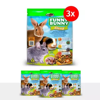 Kit 3 Funny Bunny Blend 500g Ração para Coelhos e Roedores Supra em Oferta na Shopee