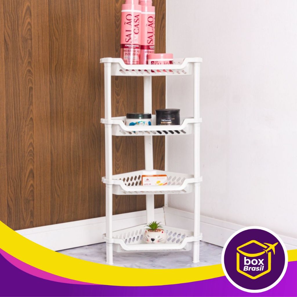 Porta Shampoo Porta Treco Prateleira Triangular de 3 ou 4 Andares Suporte Organizador Branco