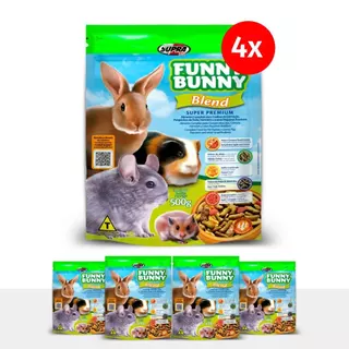 Kit 4 Funny Bunny Blend 500g Ração para Coelhos e Roedores Supra em Oferta na Shopee