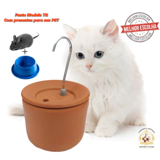 Bebedouro Fonte Gatos e Cachorros Cerâmica 3 Litros TR(Completo) com Presentes