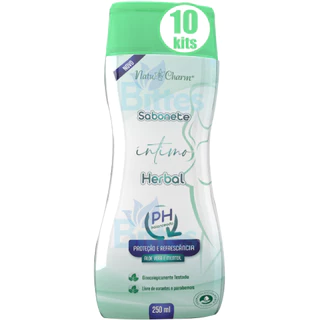 10 SABONETE ÍNTIMO HERBAL NATU CHARM COSMÉTICOS ALOE VERA E MENTOL