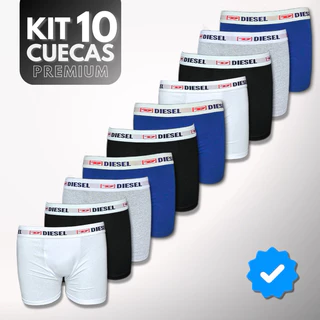 KIT 10 cuecas boxer algodão premium