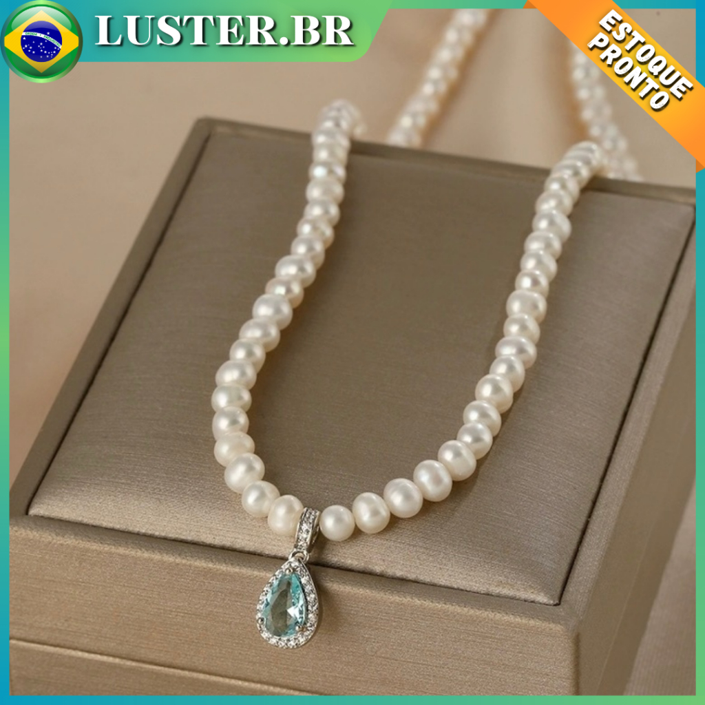 Colar De Pérola Vintage Com Pingente De Diamante Gota De Chuva Colar ...