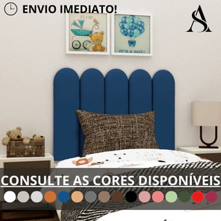 Kit 5 Cabeceira Estofada Adesiva em Modulo Nuvem 20x45 para Cama de Solteiro