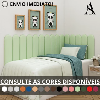 Kit Cabeceira Estofada Adesiva em Módulos Nuvem 20X45 para Cama de Solteiro Casal Queen King Box