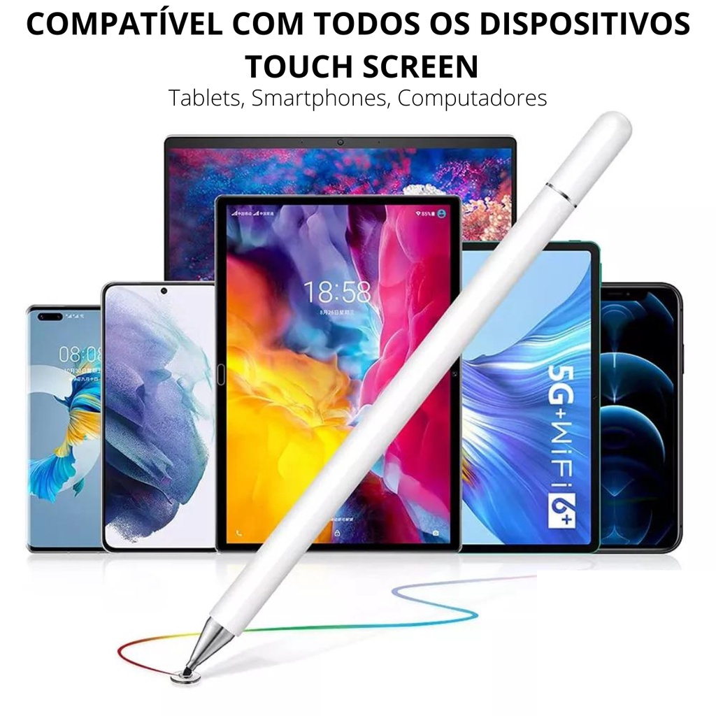 Caneta Touch Capacitiva Usb Ponta Fina Mm Pression Vel Para Ios