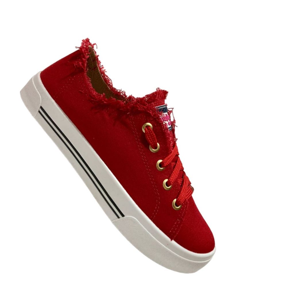 Casual Vermelho Moleca Tenis Vermelho Tênis Moleca Recorte