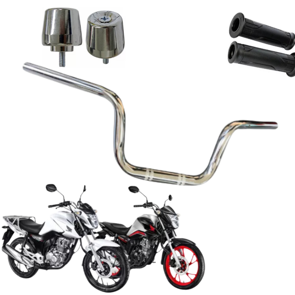 kit Guidão Guidon Moto Cg Cargo Fan Titan Start 125/150/160 Com Rosca ...