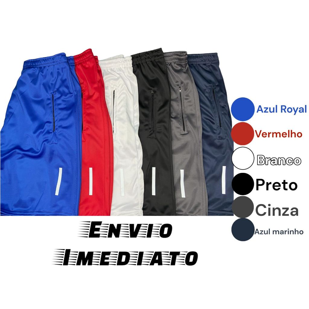 Bermuda masculina com logo refletivo que brilha no flash- Shorts masculino