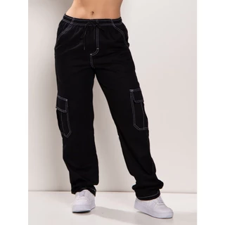 calça cargo larga sarja masculina e feminina fechamento cordao moda