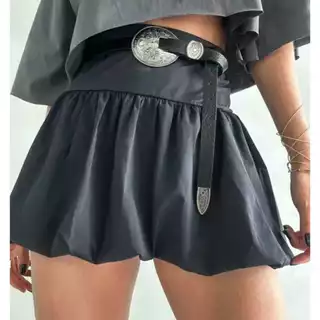 Saia Balone Bable Babado Curta Rodada Moda Blogueira Tendência Moda Atual