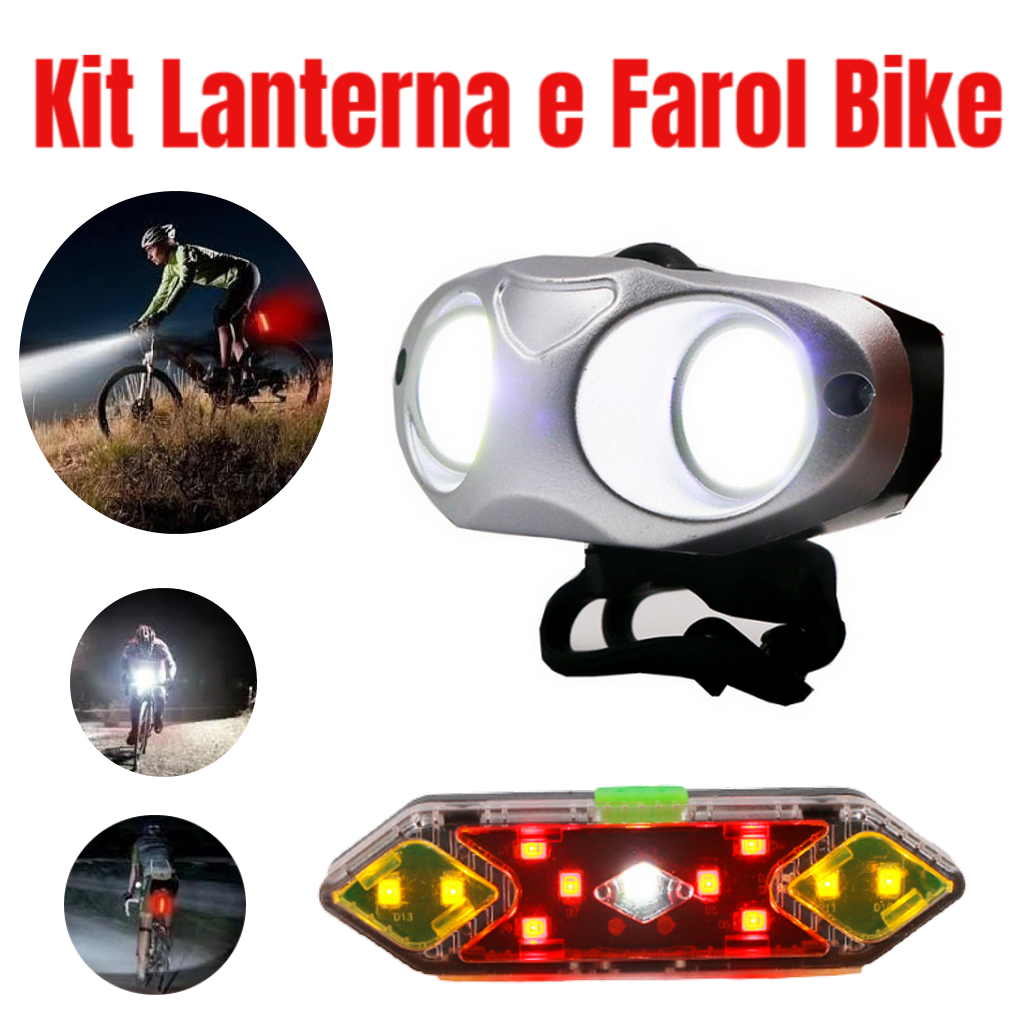 Kit Lanterna e Farol Bicicleta Bike Luz Ultra Led a Prova D'Água 0211 PROMOÇÃO