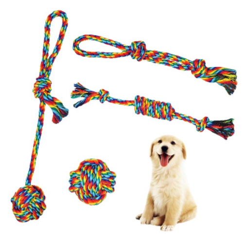 Kit 4 brinquedos de morder multicolorido para cachorro filhote e ...