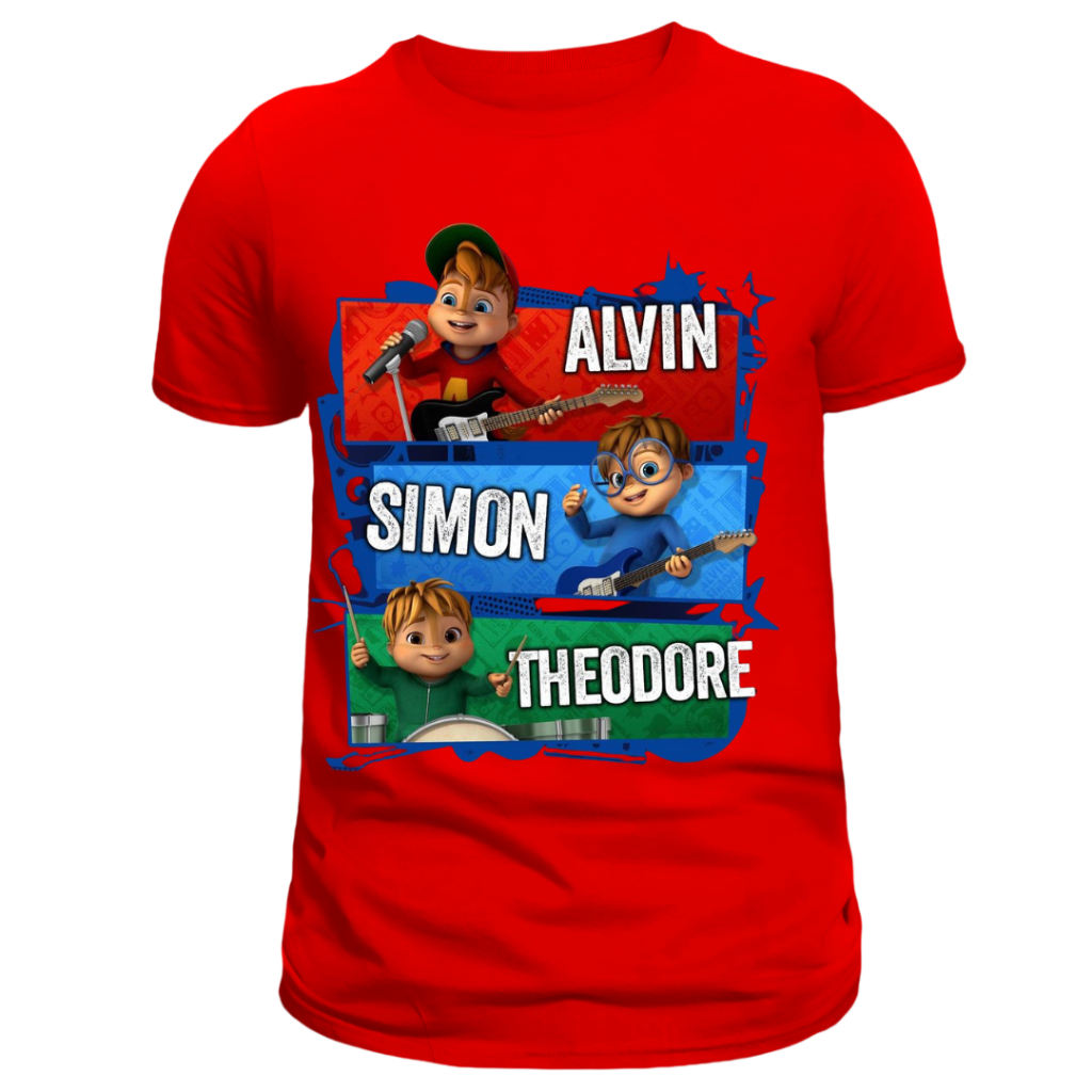 Camiseta Infantil e Adulto Alvin e os Esquilos Desenho Animado