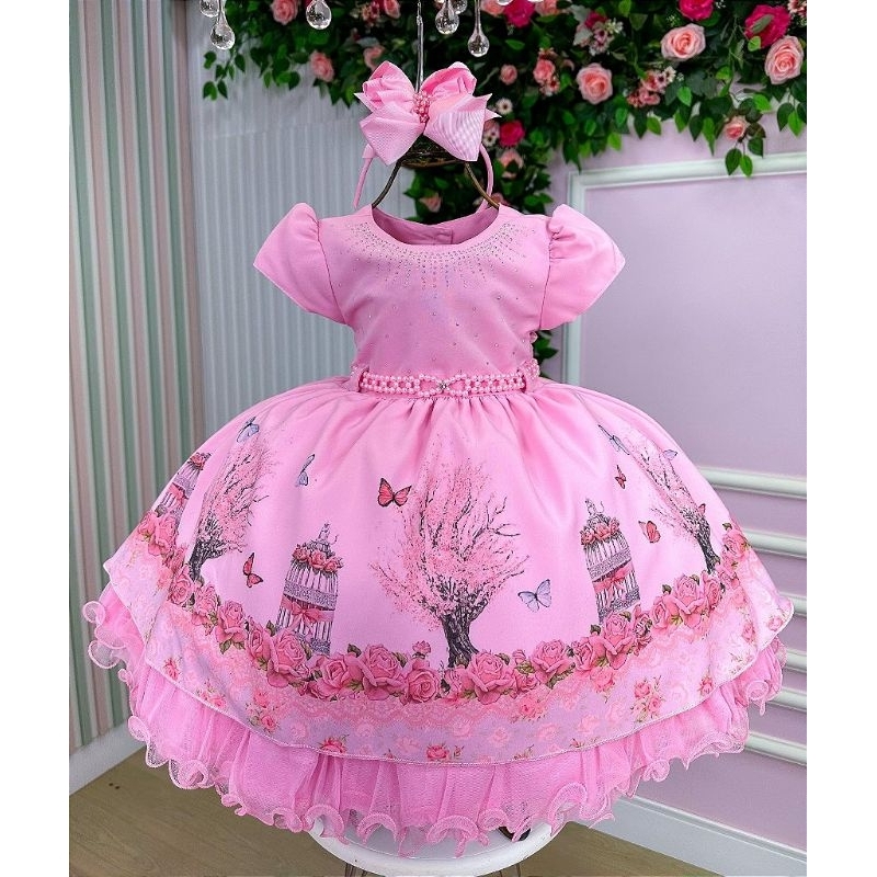Vestido jardim encantado 1 ano luxo bosque encantado | Shopee Brasil