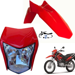 Carenagem Farol + Bloco Otico Bros Nxr 150 + Carcaça Interna + Paralama Dianteiro Vermelho 2013