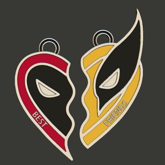 Pingente Melhores amigos Deadpool Wolverine
